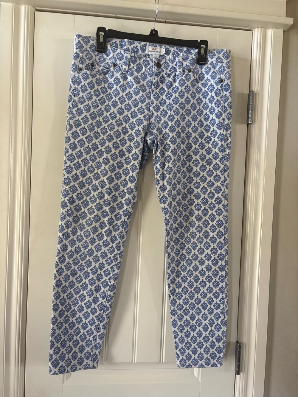 Vineyard Vines Blue and White Floral-Print Straight Leg Pants